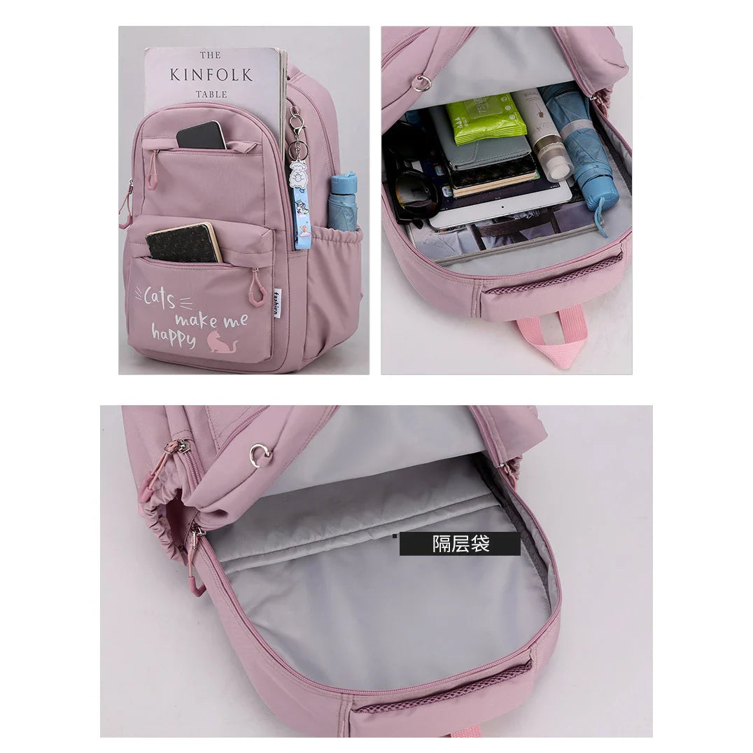 Pink Girl School Backpack – Ideal for Teenagers, Women, and Children – Primary and High School Bag, Class Backpack for Teens and Kids