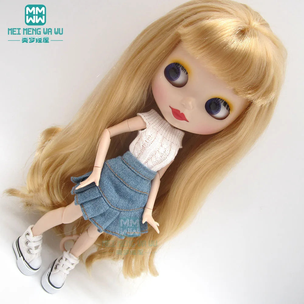 Blythe Doll Accessories Set – Fashion Sweatshirt, Shoe Covers & Sneakers for Blythe & Azone Dolls, Christmas Gift