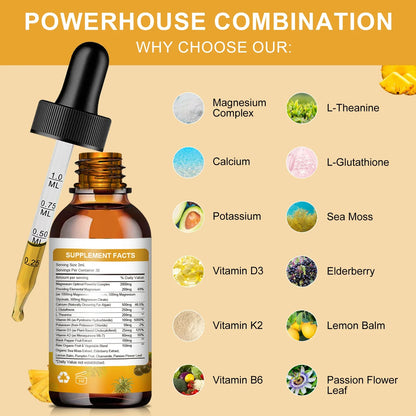 Mulittea Magnesium Glycinate Drops – Pineapple Flavor for Mood Calm, Muscle Relaxation, Sleep Support & Nerve Health