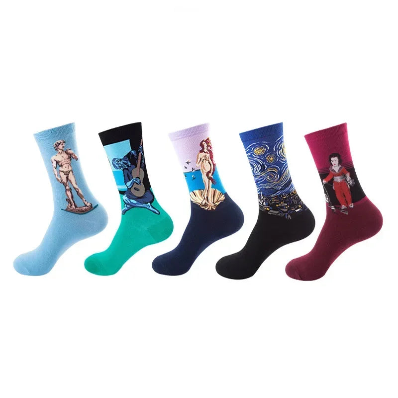 Men's Cotton Dress Socks 5-Pair Pack - Funny Casual Novelty Crew Socks Gift Set