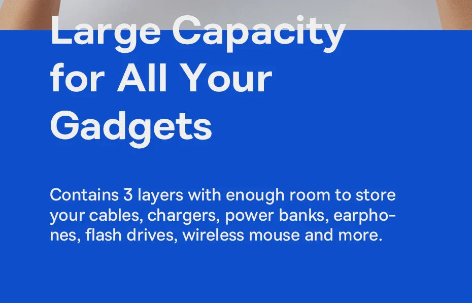 Baseus Organizer Bag – Zipper Storage Case for iPhone 15/14 Pro Max, Earphones, Power Bank, Cables & Digital Accessories