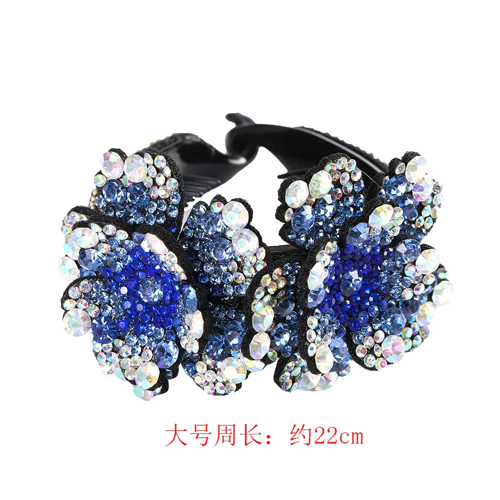 AWAYTR Colorful Crystal Flower Hair Claw – Large Flower Crab Clamp Barrettes, Shark Clip Hair Accessories for Women