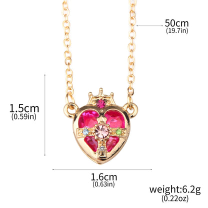 Anime Moon Usagi Necklace Set - Cute Cartoon Enamel Cosplay Jewelry Gifts for Women & Girls