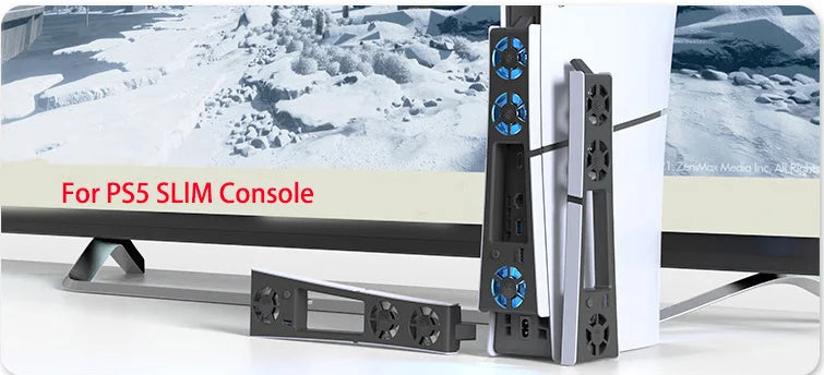 PS5 Slim Gaming Cooling Fan with LED Light – Quiet Efficient Cooling for Disc & Digital Consoles