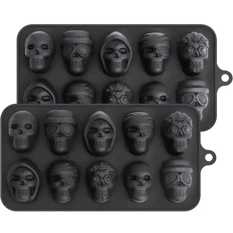 Skull Ice Cube Mold 10-Grid — Reusable Halloween Kitchen Mold for Ice, Chocolate, and Ice Cream Making