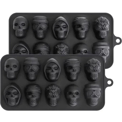 Skull Ice Cube Mold 10-Grid — Reusable Halloween Kitchen Mold for Ice, Chocolate, and Ice Cream Making