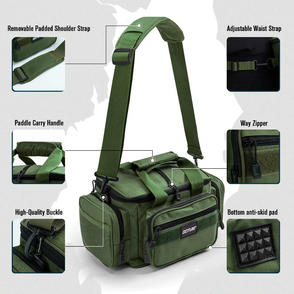 Goture Shoulder Crossbody Fishing Bag - Durable 600D Oxford Fabric, Men High Capacity Storage for Outdoors