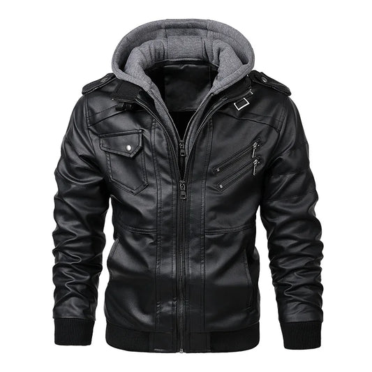 KB Men’s Leather Motorcycle Jacket – Casual PU Biker Coat, Autumn Outerwear, EU Size SA722