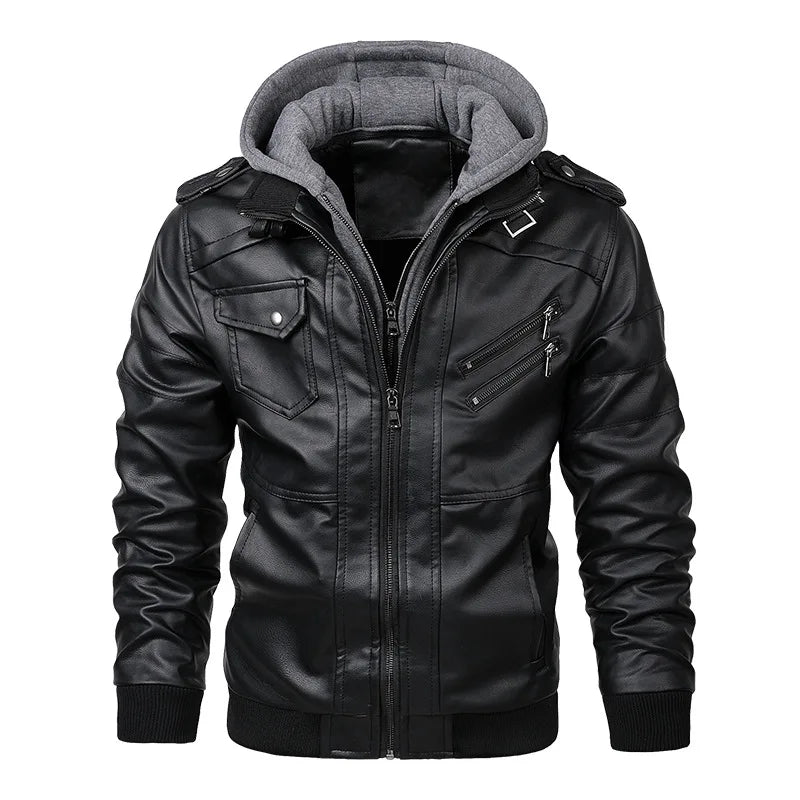 KB Men’s Leather Motorcycle Jacket – Casual PU Biker Coat, Autumn Outerwear, EU Size SA722
