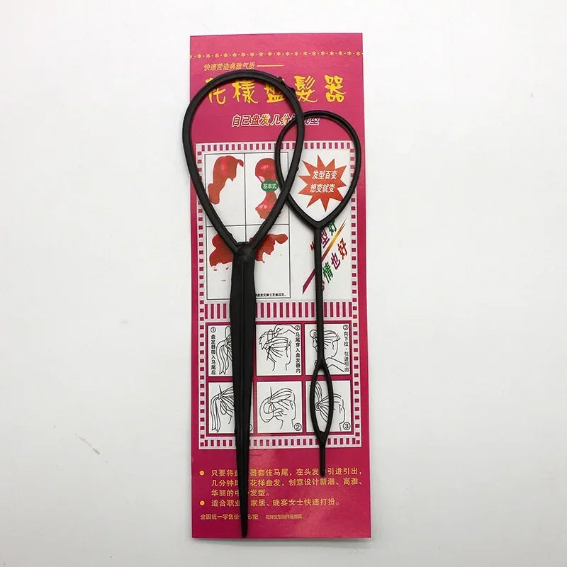 Ponytail Creator Styling Tool Set - Plastic Topsy Tail Loop Hair Braid Maker for Women & Girls