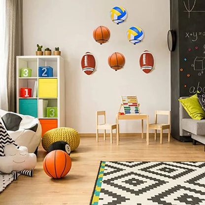 Multi-Purpose Football Display Shelf – Wall-Mounted Basketball Storage Rack, Iron Space-Saving Holder for Living Room Decoration