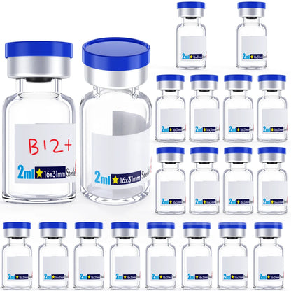 Sterile Glass Vials with Rubber Stopper & Aluminum Cap – 20pcs Individually Packaged, Burr-Free