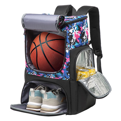 Basketball Sports Backpack - Multi-Sport Storage Bag with Separate Shoe Compartment for Training and Outdoor Use