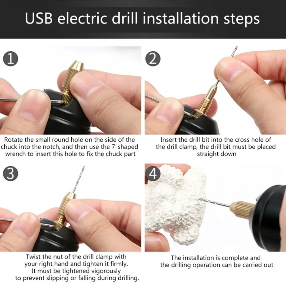 Mini Handheld USB Electric Drill – DIY Engraving Tool for Epoxy Resin, Jewelry Making & Wood Craft Precision Work