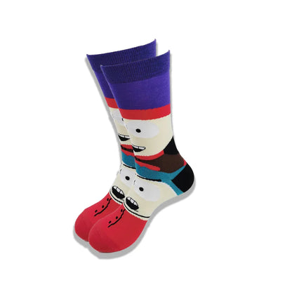 Men's Cartoon Character Crew Socks - Fun Novelty Cotton Casual Socks