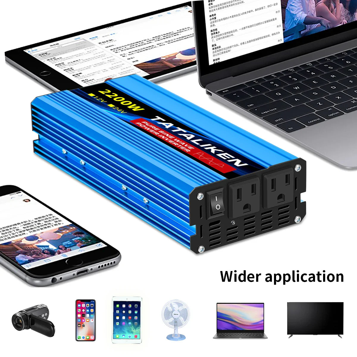 Pure Sine Wave Inverter 5000–10000W – 12V DC to 110V AC Portable Solar & Car Power Converter
