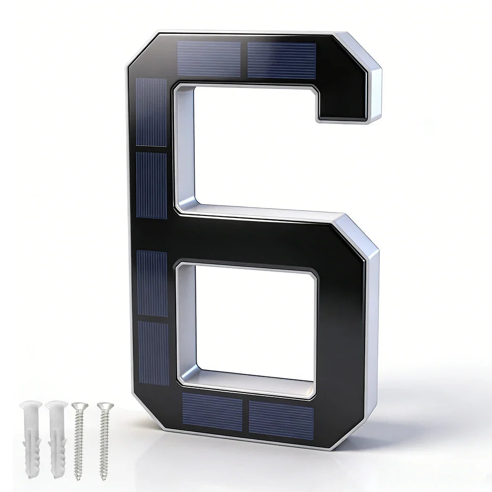 12CM Solar House Number Light - LED Outdoor Address Sign with Light Sensor for Home & Doorway