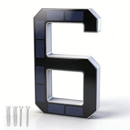 12CM Solar House Number Light - LED Outdoor Address Sign with Light Sensor for Home & Doorway