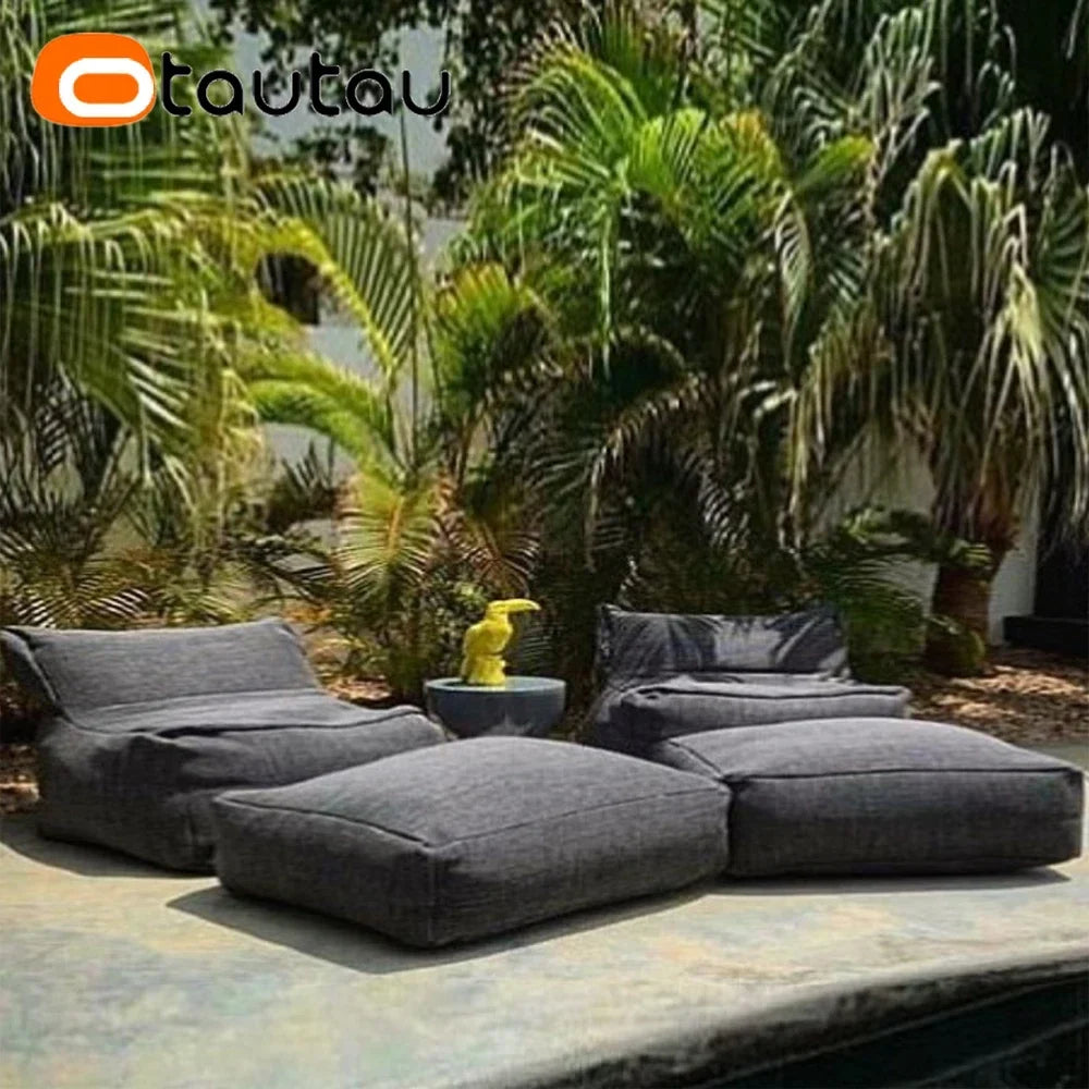 OTAUATU Cotton Linen Bean Bag Lounger Cover - Outdoor Garden, Beach & Poolside Sofa Bed Pouf Cover