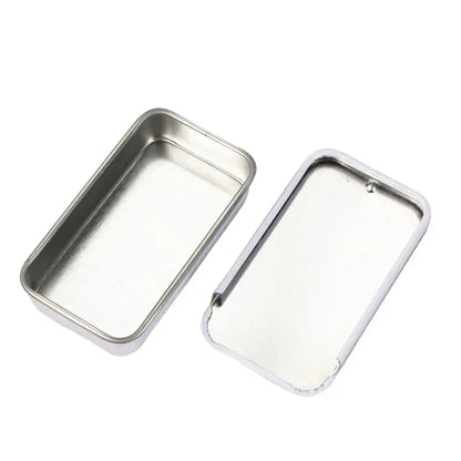 Metal Rectangular Tin Storage Box – Portable Slide-Cover Organizer for Candy, Pills & Small Items, Empty Tinplate Container
