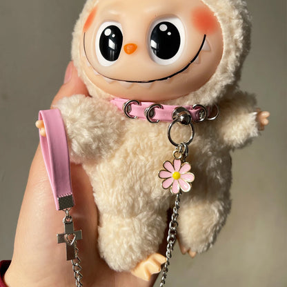 17cm Labubu Doll Necklace Choker – Leadrope Accessory for 6.5-inch Cotton Dolls