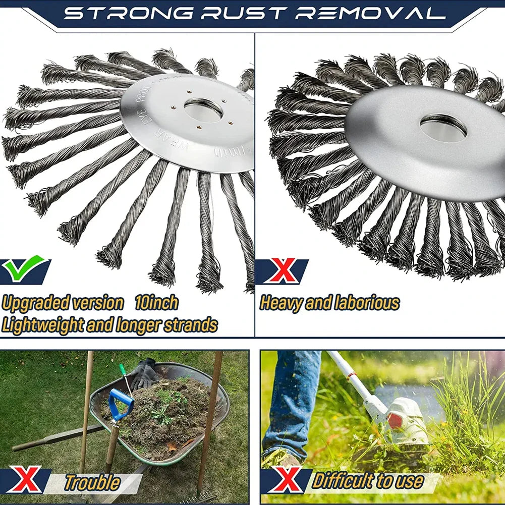 Universal Steel Wire Weed Brush Cutter Head for Lawn Mower – 4/5/10 Inch Grass Trimmer Disc Garden Weeding Tool Attachment