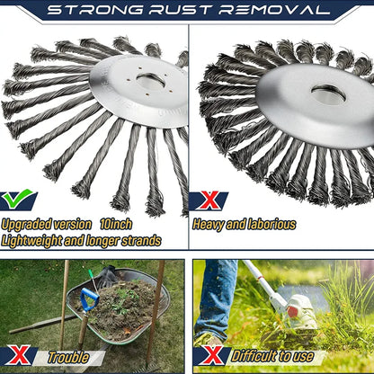 Universal Steel Wire Weed Brush Cutter Head for Lawn Mower – 4/5/10 Inch Grass Trimmer Disc Garden Weeding Tool Attachment