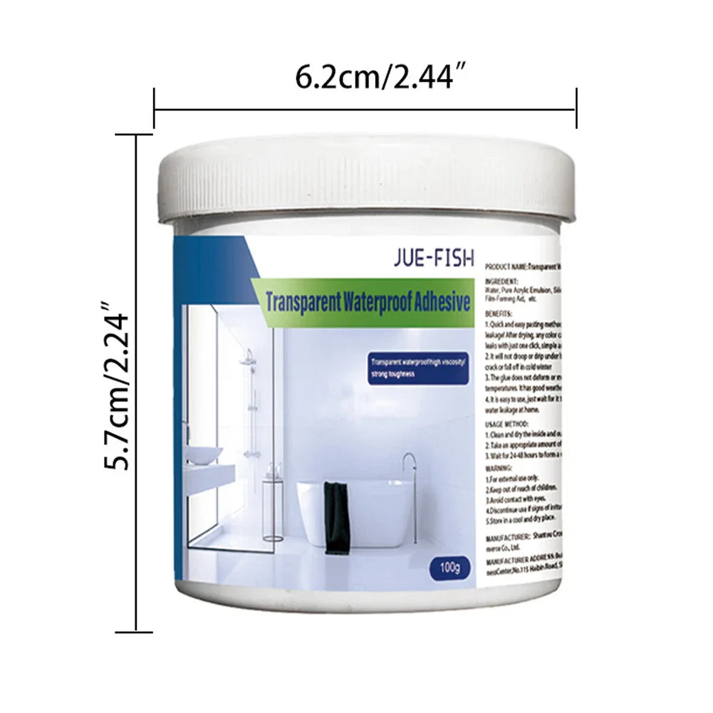 300g Waterproof Coating Sealant - Transparent Invisible Paste Glue with Brush, Adhesive Repair for Home Roof and Bathroom