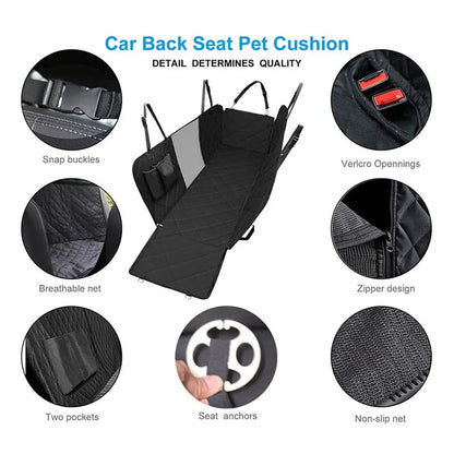 Double Zipper Car Pet Seat Pad: Waterproof Dirt-Resistant Cushion for Solid Color Cars - Suitable for Multiple Models, Rear Seats Protection - 143×153CM
