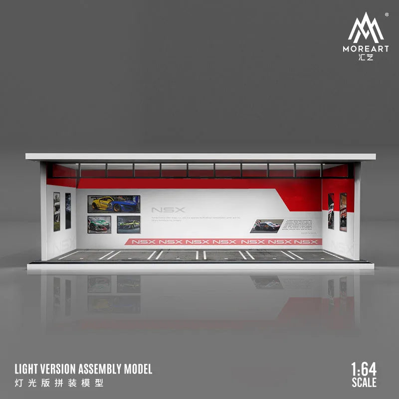 More Art 1:64 Diorama – 3D Car Assembly Lighting Model & Miniature Parking Lot Scene Props