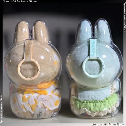 Labubu Transparent Protective Cover – Cute Elf Plushie Display Bag & Mini Portable Storage Box for Stuffed Toys