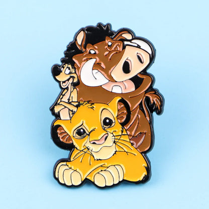 Cartoon Movie Enamel Lapel Pins — Lion, Cat & Duck Brooches for Backpacks, Clothes, DIY Metal Badge Jewelry Accessories