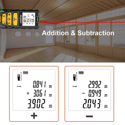 MILESEEY S2 Laser Tape Measure – 40M to 120M with Double Horizontal Bubble, Laser Distance Meter