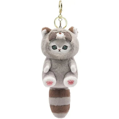 Kawaii Mofusand Shark Cat Keychain — Cartoon Cross-Dressing Doll Pendant for Backpack Decor