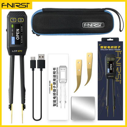 FNIRSI LCR-ST1 Mini Smart Tweezer | LCR SMD ESR Tester for Resistance, Capacitance, Inductance, Continuity & Diode Testing