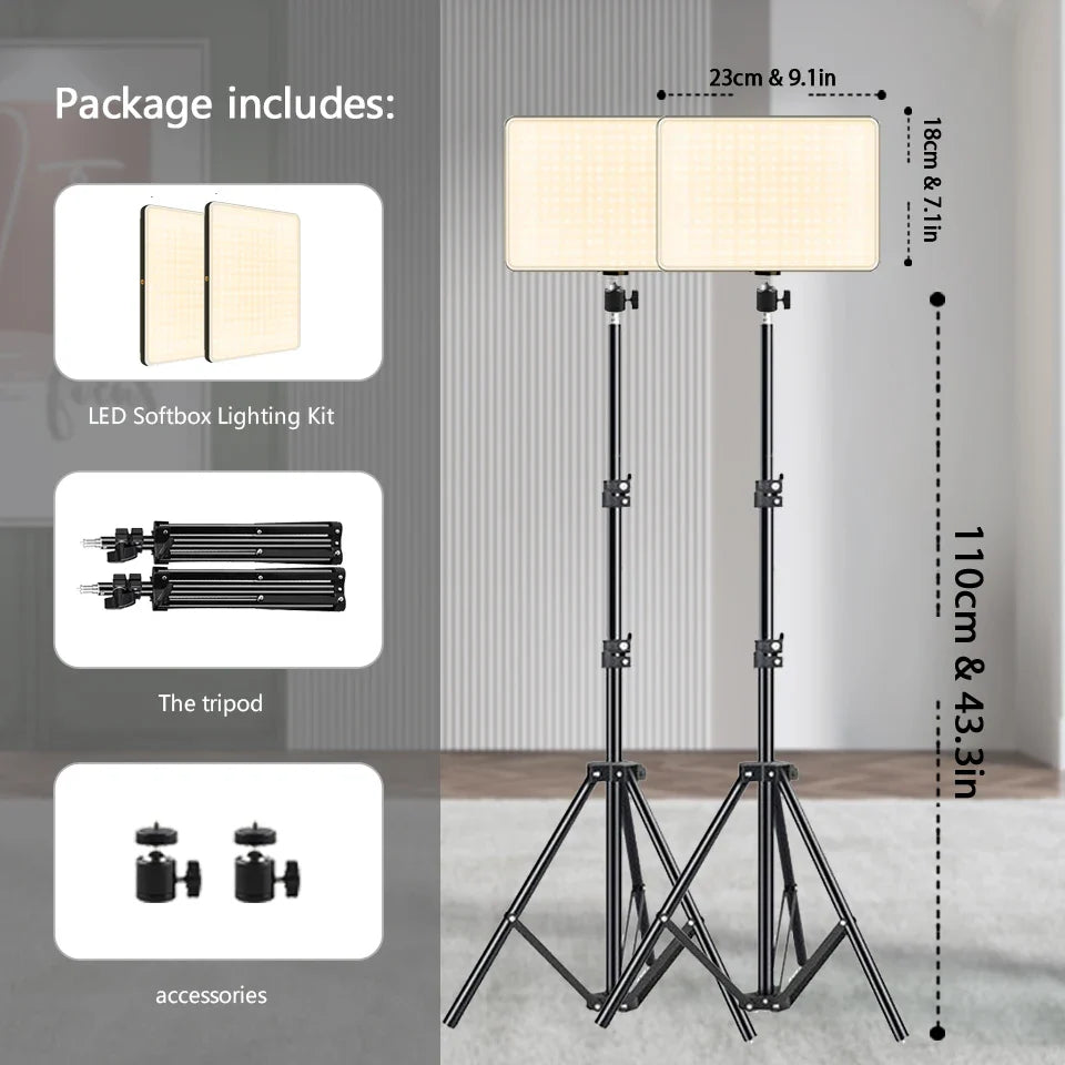 LED Video Light with Tripod – Studio & Conference Lighting for Live Streaming, TikTok, Zoom, Photography