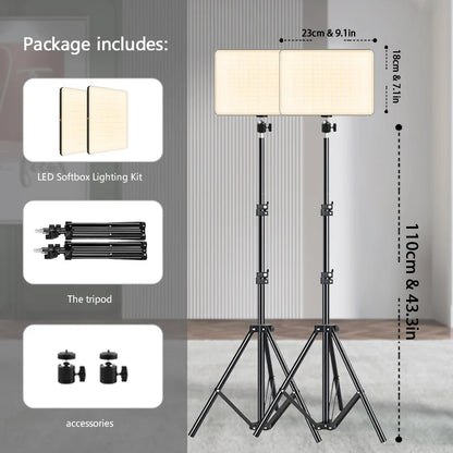LED Video Light with Tripod – Studio & Conference Lighting for Live Streaming, TikTok, Zoom, Photography