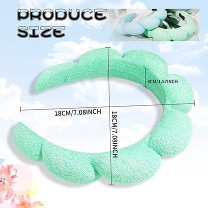 Sponge Headband for Women & Girls - Puffy Hair Band, Bubble Terry Cloth Makeup & Spa Accessory, Retro Hairwear