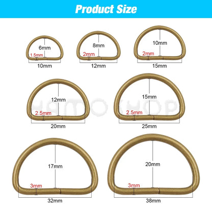Metal D Ring Adjustable Buckle Set - Webbing Strap Clasps for Backpacks, Bags, Pet Collars, Chains & DIY Accessories
