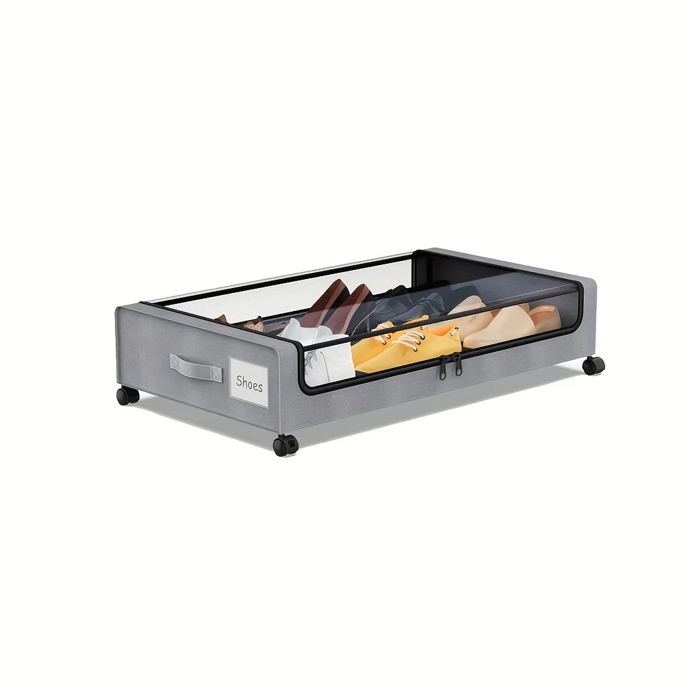 Underbed Storage Lockers with Wheels & Lids – Space-Saving Pull-Out Containers for Shoes & Clothes, Ideal for Dorm Bedrooms