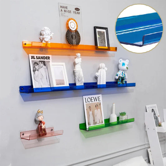 Color Acrylic Wall-Mounted Storage Rack – Modern Bathroom & Living Room Shelf, No-Drill Home Organizer