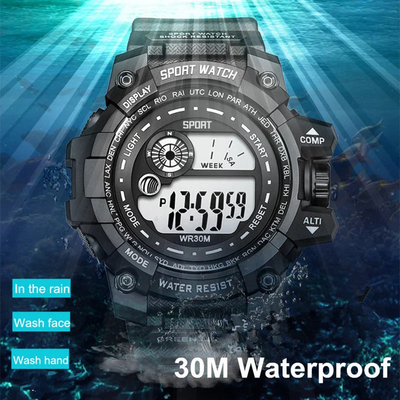 New Men's LED Digital Watches – Luminous, Waterproof Sport Watch for Men, Date Army Military Clock Relógio Masculino