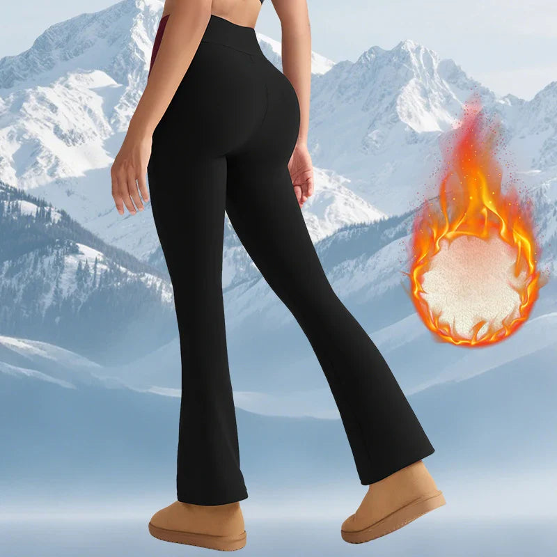 Women’s Fleece Leggings – High-Waisted Thick Flared Thermal Tights, Tummy Control Winter Pants