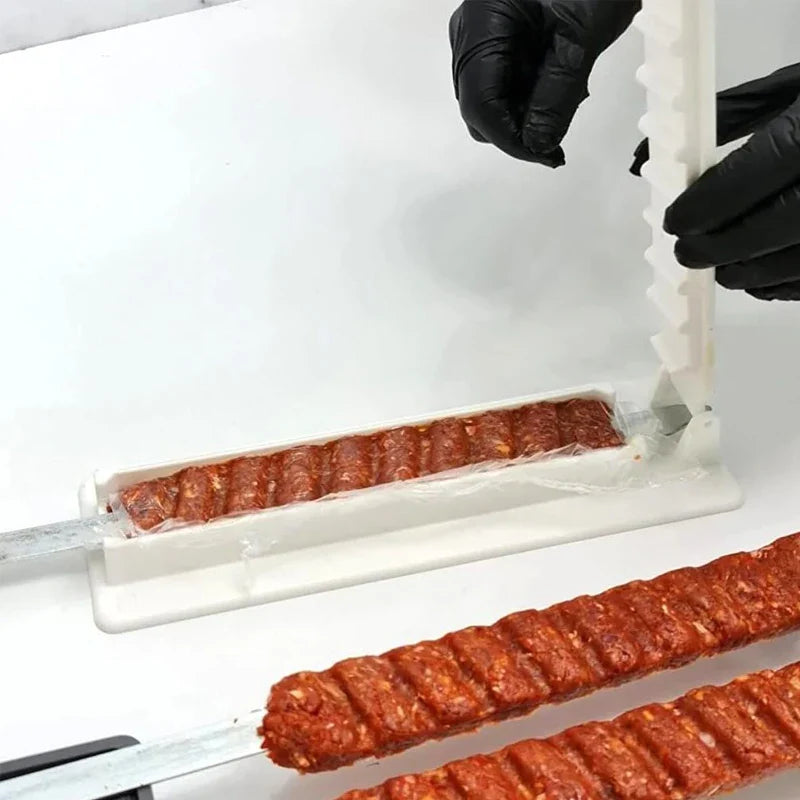 Single Row Kebab Maker: Reusable Plastic BBQ Skewer Making Machine for Convenient Kebab Preparation - Essential Camping BBQ Tool