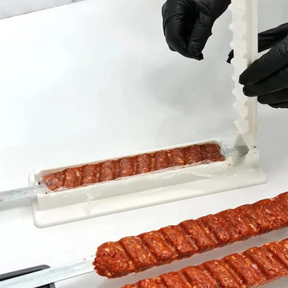 Single Row Kebab Maker: Reusable Plastic BBQ Skewer Making Machine for Convenient Kebab Preparation - Essential Camping BBQ Tool