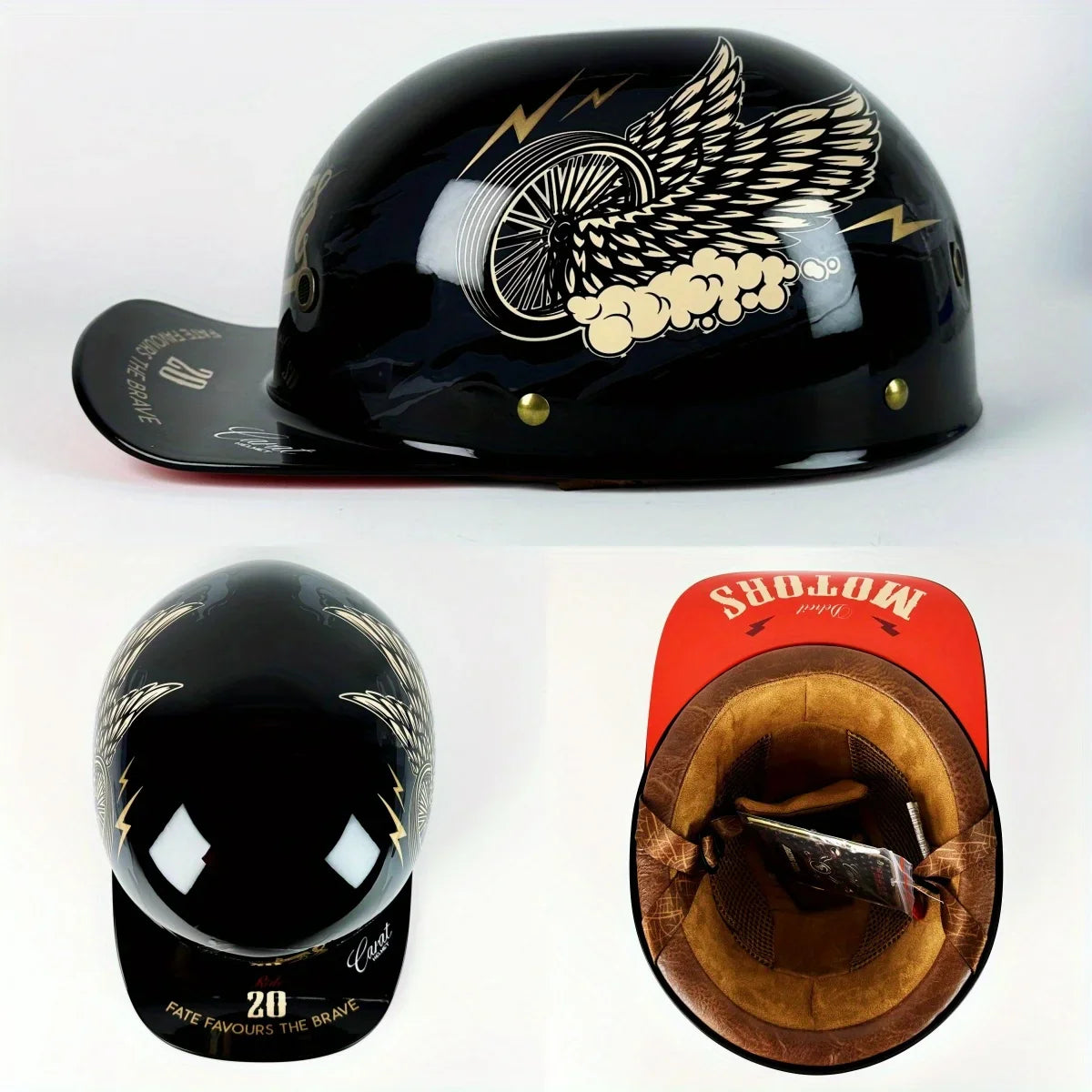 Retro Motorcycle Helmet for Men – Half Face Moto Helmet with Baseball Cap Design, DOT Certified Cycling Capacete De Moto