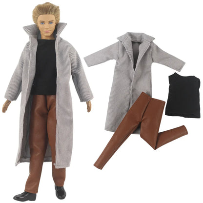 1 Set Woolen Overcoat Outfit for 12-inch Ken Doll – Multiple Styles Doll Clothes