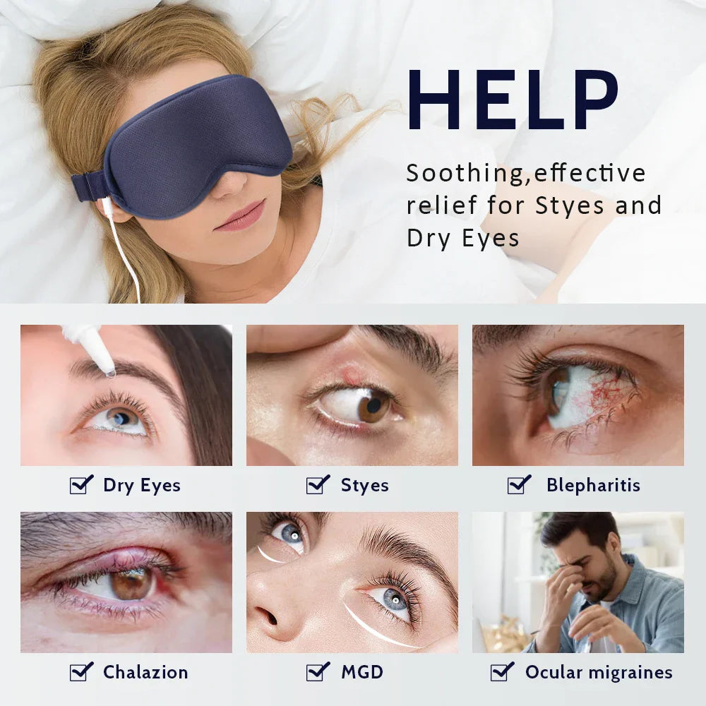 3-Level Electric Steam Eye Mask — Hot Compress, 3D Massage, Smart Temperature & Timing, Sleep Shading & Eye Relief