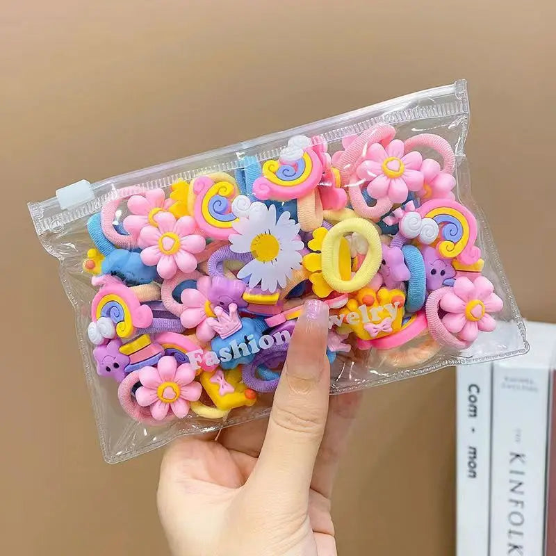 10/20PCS Cute Cartoon Hair Bands – Soft Elastic Scrunchies for Girls & Kids, Gentle on Hair