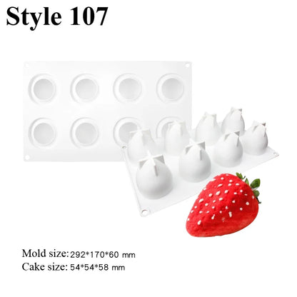 SHENHONG Silicone Fruit Mousse Cake Molds – Orange, Apple, Pear, Mango, Strawberry & Durian Dessert Decorating Tools